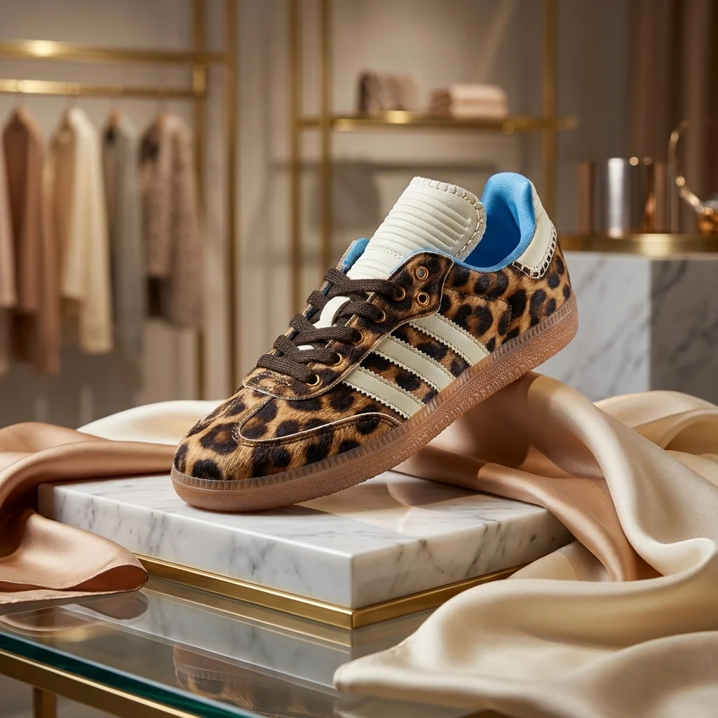 Adidas Originals x Wales Bonner Samba Leopard print sneakers with blue lining (2)