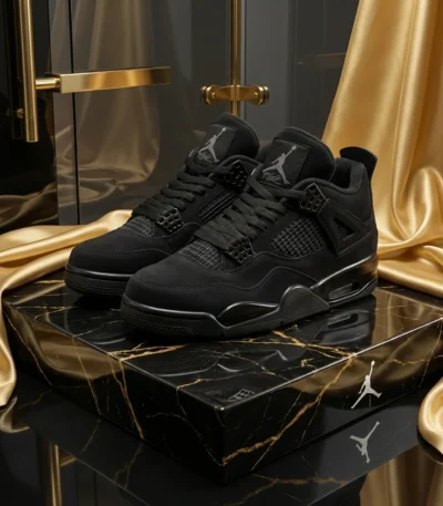 Air Jordan 4 Retro Black Cat Nubuck Sneakers (7)