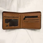 Black Bomshieny men's bi fold wallet with eagle embossing (1)