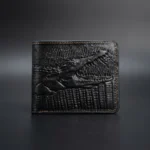 Black crocodile embossed bifold wallet for men (2)