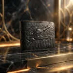 Black crocodile embossed bifold wallet for men (3)