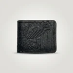 Black men's bi fold wallet with eagle embossing (1)