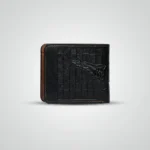 Black men's bi fold wallet with eagle embossing (4)