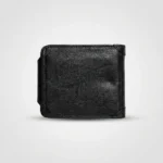 Black textured bifold wallet for men by Bomshisky with snap button (1)