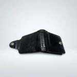 Black textured bifold wallet for men by Bomshisky with snap button (3)