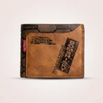 Bomshisky men's two tone brown bifold wallet with embossed text and honeycomb pattern (2)