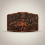 Brown bifold men's wallet featuring a 3D embossed crocodile design (3)