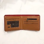 Brown bifold men's wallet featuring a 3D embossed crocodile design (6)