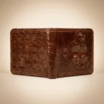 Brown crocodile embossed men's bifold wallet by Bomshisky (1)