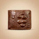 Brown crocodile embossed men's bifold wallet by Bomshisky (2)