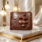 Brown crocodile embossed men's bifold wallet by Bomshisky (3)