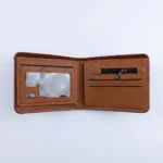 Brown textured men's bifold wallet with eagle embossing (1)