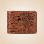 Brown textured men's bifold wallet with eagle embossing (3)