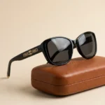 CHANEL Men's Black Square Sunglasses with Gold Logo and Leather Case (1)