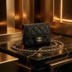 Chanel Black Quilted Caviar Leather Mini Flap Bag with Gold Tone Chain (2)