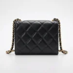 Chanel Black Quilted Caviar Leather Mini Flap Bag with Gold Tone Chain (4)
