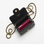 Chanel Black Quilted Caviar Leather Mini Flap Bag with Gold Tone Chain (5)