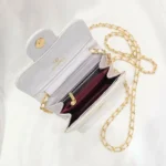 Chanel White Quilted Caviar Leather Mini Bag with Gold CC Logo and Chain Strap (1)