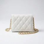 Chanel White Quilted Caviar Leather Mini Bag with Gold CC Logo and Chain Strap (2)