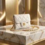 Chanel White Quilted Caviar Leather Mini Bag with Gold CC Logo and Chain Strap (3)