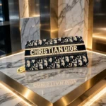 Christian Dior Blue Oblique Embroidered Zip Around Wallet with Logo Band (1)