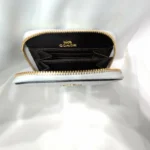 Coach Signature Canvas Small Zip Around Wallet in Chalk White (3)