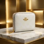 Coach Signature Canvas Small Zip Around Wallet in Chalk White (5)