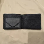 Coach black pebbled leather bifold wallet for men with ID window and card slots (2)