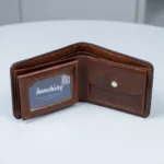 Dark brown Bomsberry embossed men's wallet with coin pocket (1)