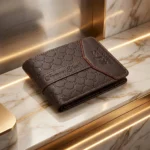 Dark brown Bomsberry embossed men's wallet with coin pocket (4)