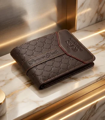 Dark brown Bomsberry embossed men's wallet with coin pocket (4)