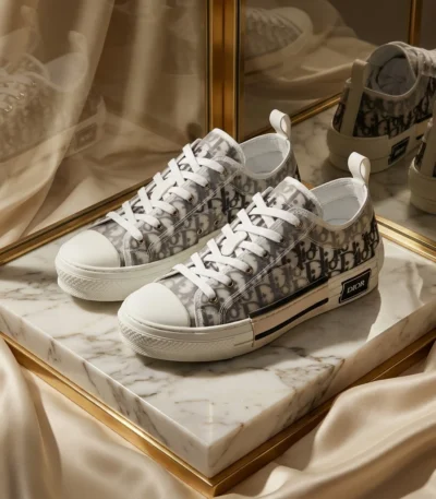 Dior B23 low top oblique sneakers in white and black (3)