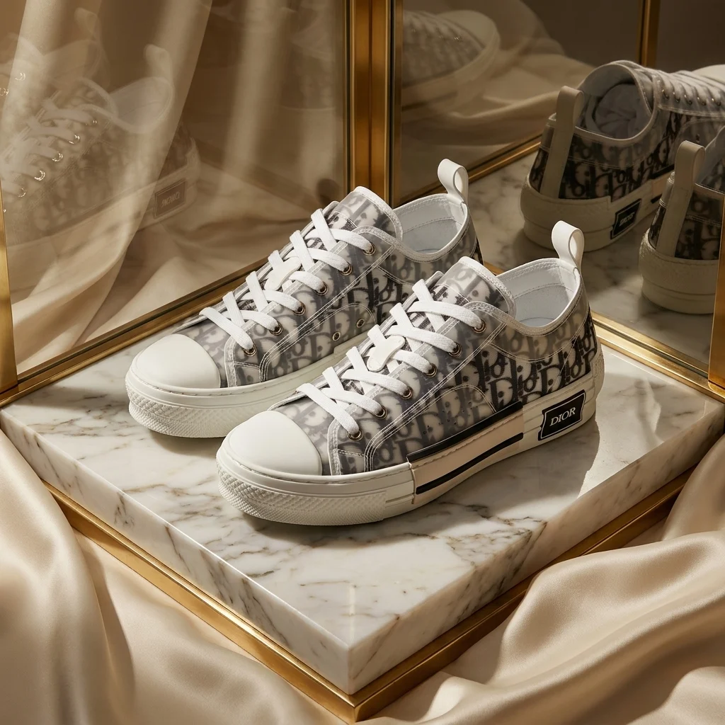 Dior B23 low top oblique sneakers in white and black (3)