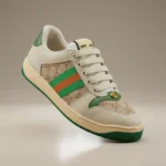 Gucci Men Screener sneakers in beige GG canvas with green and orange Web stripe (3)