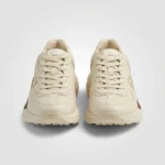 Gucci Rhyton ivory leather sneaker with web stripe for men (2)