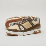 Louis Vuitton Trainer Sneaker Beige Brown Leather Luxury Men Shoe (5)