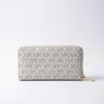 Michael Kors Vanilla Signature MK Logo Continental Zip Around Wallet for Women (4)