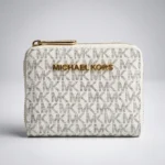 Michael Kors White Signature Monogram Small Zip Around Micro Wallet for Women (3)