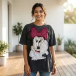 Minnie Mouse oversized t shirt in washed charcoal gray (1)