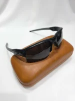 Oakley Flak Jacket men's semi rimless sport sunglasses in matte black with dark grey lenses (5)