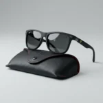 Ray Ban Scuderia Ferrari matte black square sunglasses for men with yellow shield logo (3)