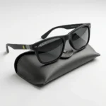 Ray Ban Scuderia Ferrari matte black square sunglasses for men with yellow shield logo (4)