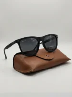 Ray Ban matte black polarized square sunglasses for men with brown leather case (1)