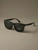 Ray Ban matte black polarized square sunglasses for men with brown leather case (3)