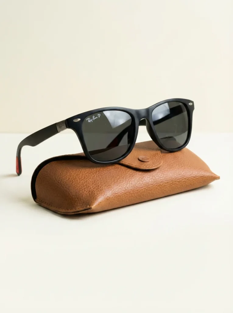 Ray Ban matte black square sunglasses for men with polarized lenses (1)