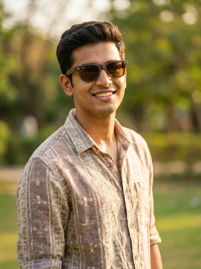 Ray Ban men's matte brown wayfarer sunglasses with brown polarized lenses shown from side and front angles (2)