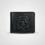 Vanguard black men's bifold wallet with embossed Che Guevara portrait (2)