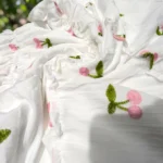 White tiered midi dress with pink cherry embroidery and ruffle Peter Pan collar (4)