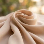 Woman wearing a beige formal shirt with a classic collar and long sleeves (5)