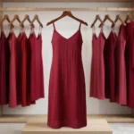 Women wearing a deep maroon two piece maxi dress and matching long sleeve shirt (1)